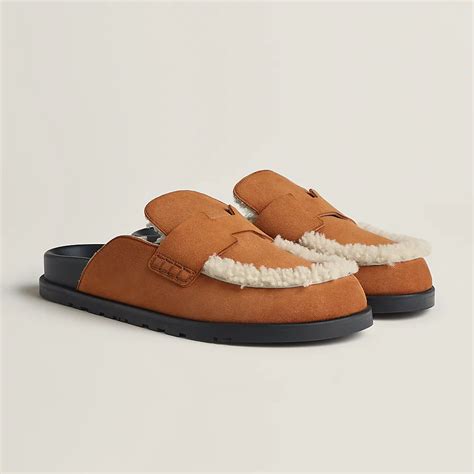 hermes go mule shearling|HERMES Suede Goatskin Shearling Go Mules 35 Brun Frume.